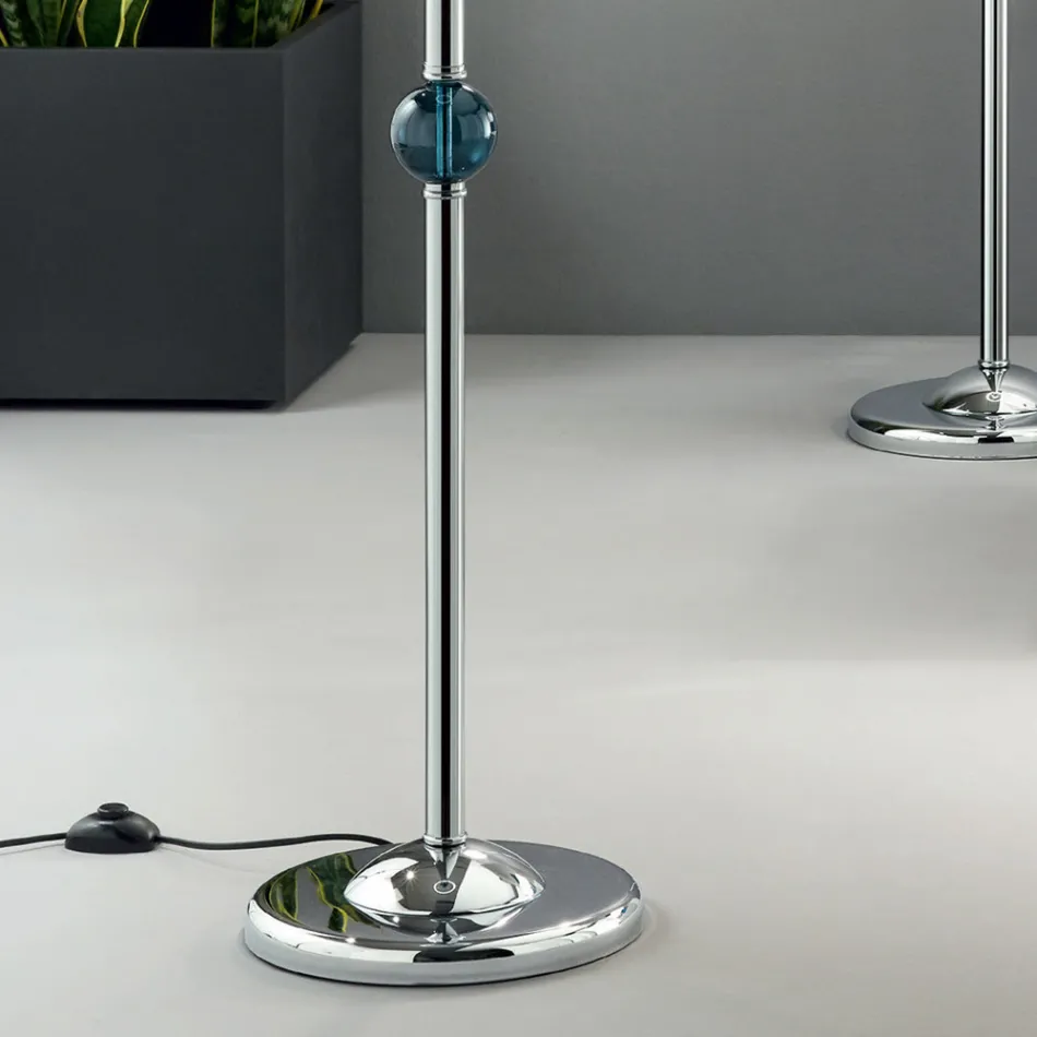 Klassisk gulvlampe i italiensk håndværksglas og lampeskærm - Memore Viadurini