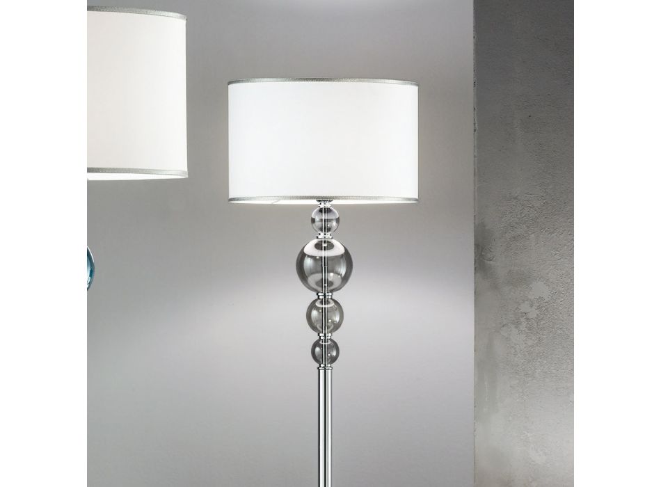 Klassisk gulvlampe i italiensk håndværksglas og lampeskærm - Memore Viadurini