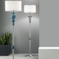 Klassisk gulvlampe i italiensk håndværksglas og lampeskærm - Memore