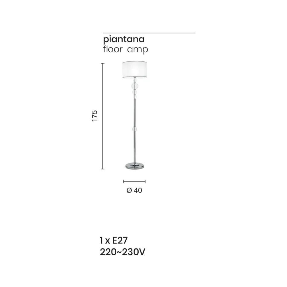 Klassisk gulvlampe i italiensk håndværksglas og lampeskærm - Memore Viadurini