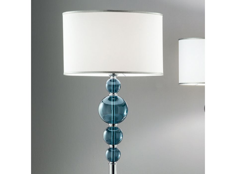 Klassisk gulvlampe i italiensk håndværksglas og lampeskærm - Memore Viadurini