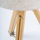 Gulvlampe med 3-fodet træfod og canvas lampeskærm - Evette Viadurini