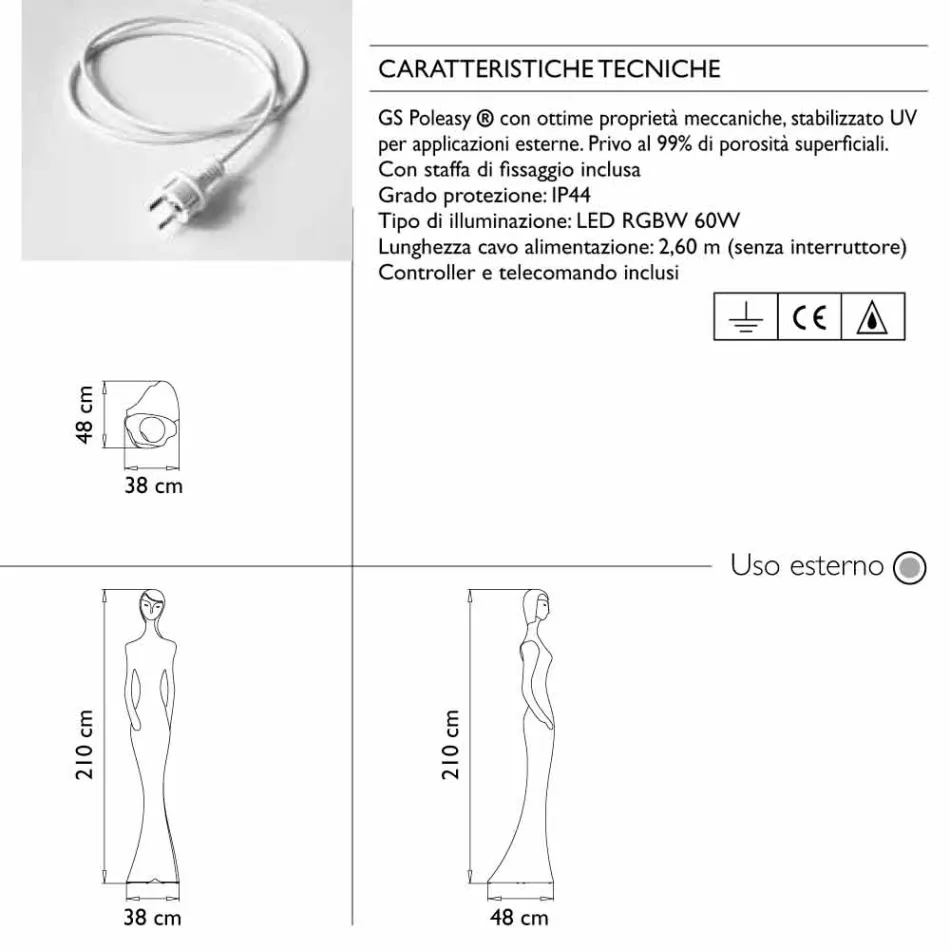 Havegulvlampe med RGBW LED-lysstatue Design - Penelope af Myyour Viadurini