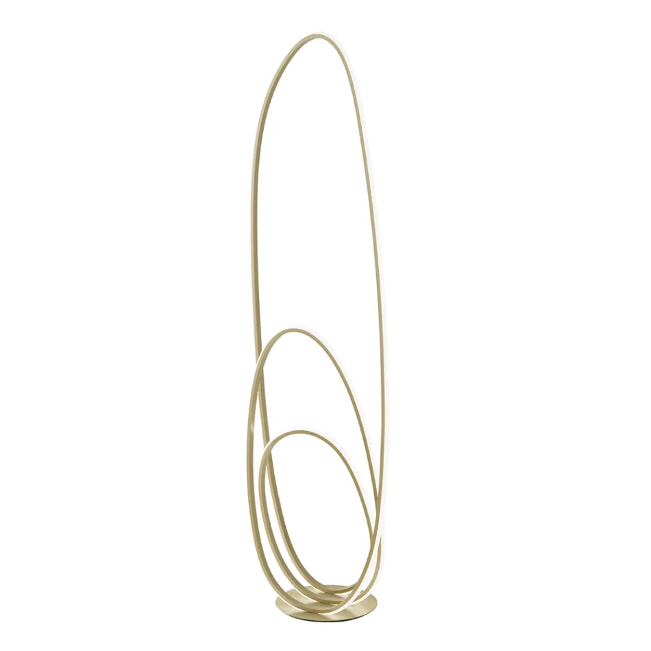 Design gulvlampe i guldlakeret metal med LED - Simea Viadurini