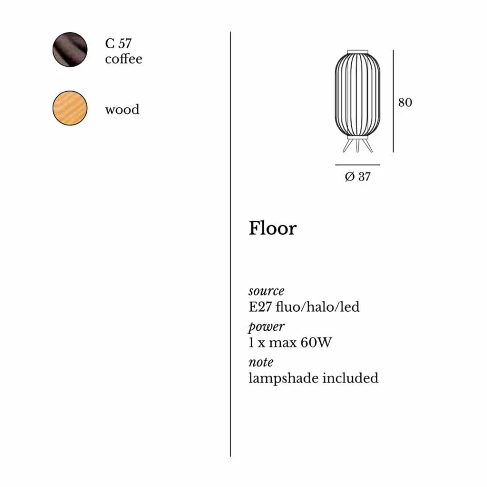 Gulvlampe moderne design i Ø37xh80 cm Fanny Steel Viadurini