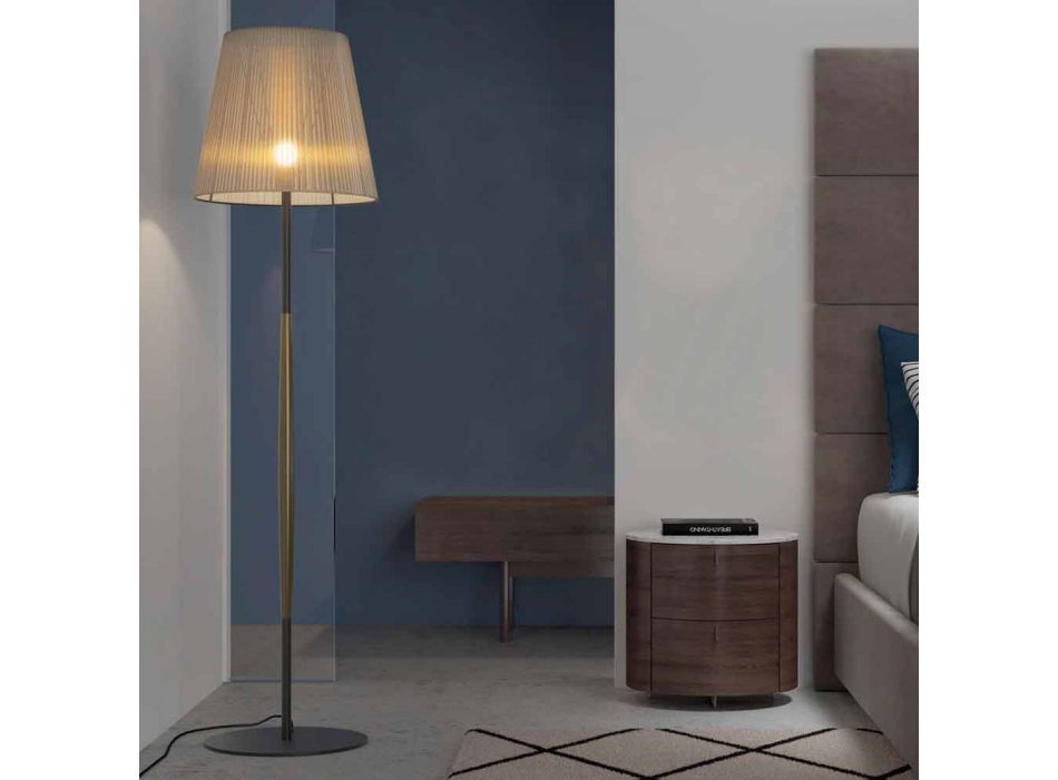 Design gulvlampe i metal, træ og organza fremstillet i Italien - bom Viadurini