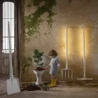 Udendørs gulvlampe i hvid teknopolymer design af 3 former - værktøj Viadurini