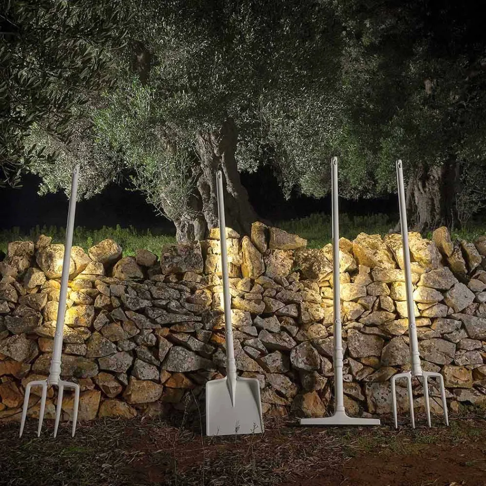 Udendørs gulvlampe i hvid teknopolymer design af 3 former - værktøj Viadurini