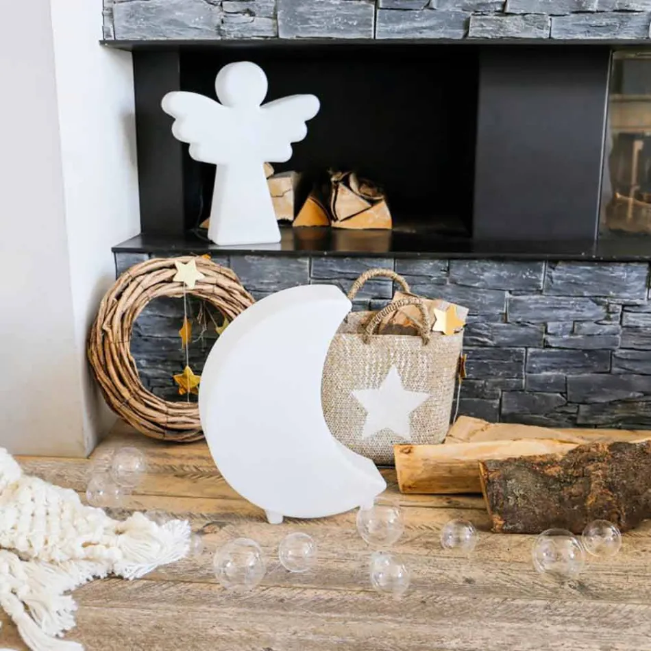 Moon Shape gulvlampe i plastik 2 størrelser moderne design - Lunastar Viadurini