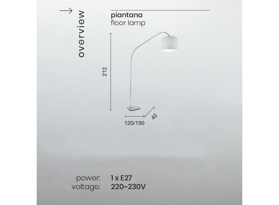 Metalgulvlampe med Pvc-skærm beklædt med stof - Igeo Viadurini