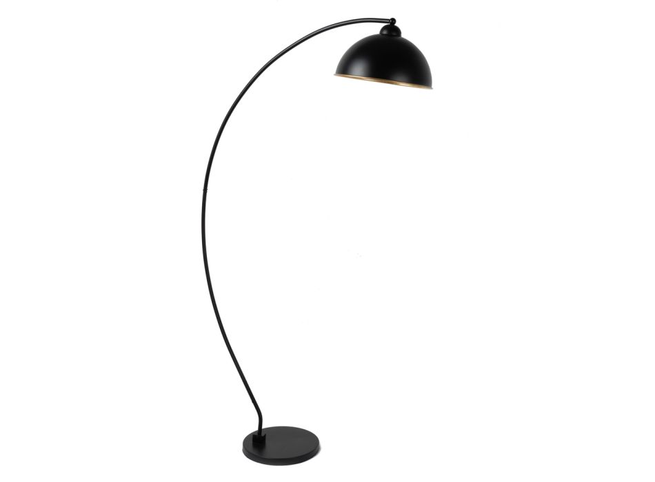 Gulvlampe i sort og guldmetal med justerbar lampeskærm - Steave Viadurini
