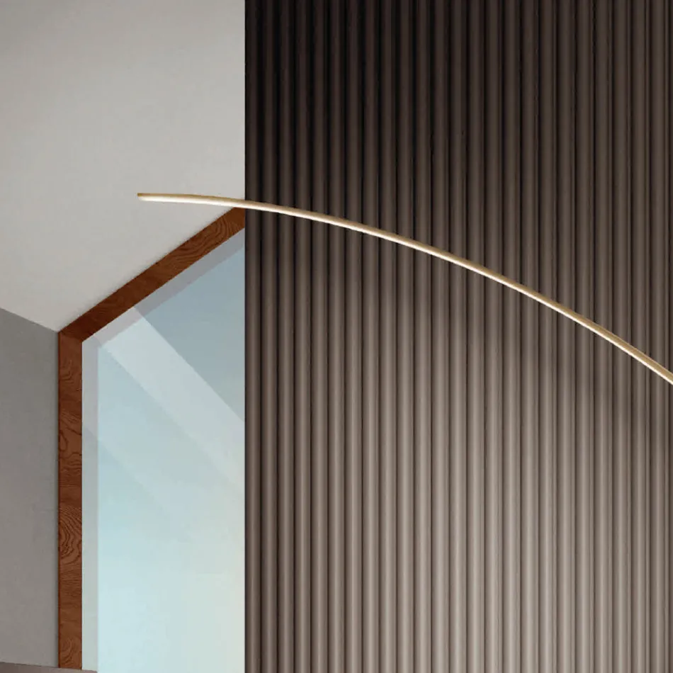 Gulvlampe i metal malet i forskellige farver og dæmpbar LED - ahorn Viadurini