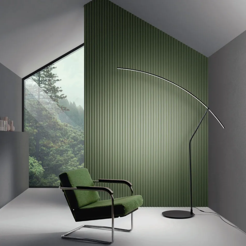 Gulvlampe i metal malet i forskellige farver og dæmpbar LED - ahorn Viadurini