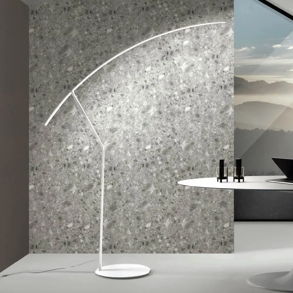 Gulvlampe i metal malet i forskellige farver og dæmpbar LED - ahorn Viadurini