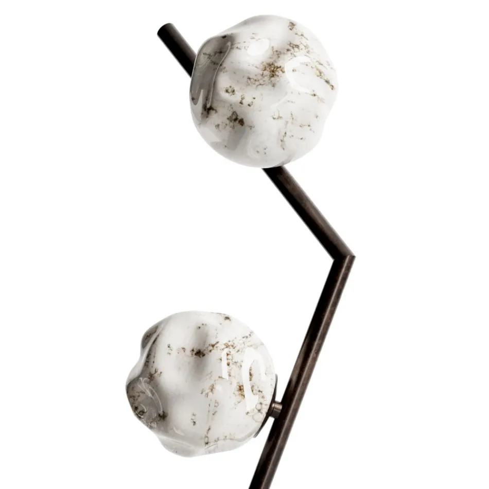 Gulvlampe i mørk messing og stenglas Fremstillet i Italien - Bottega Viadurini