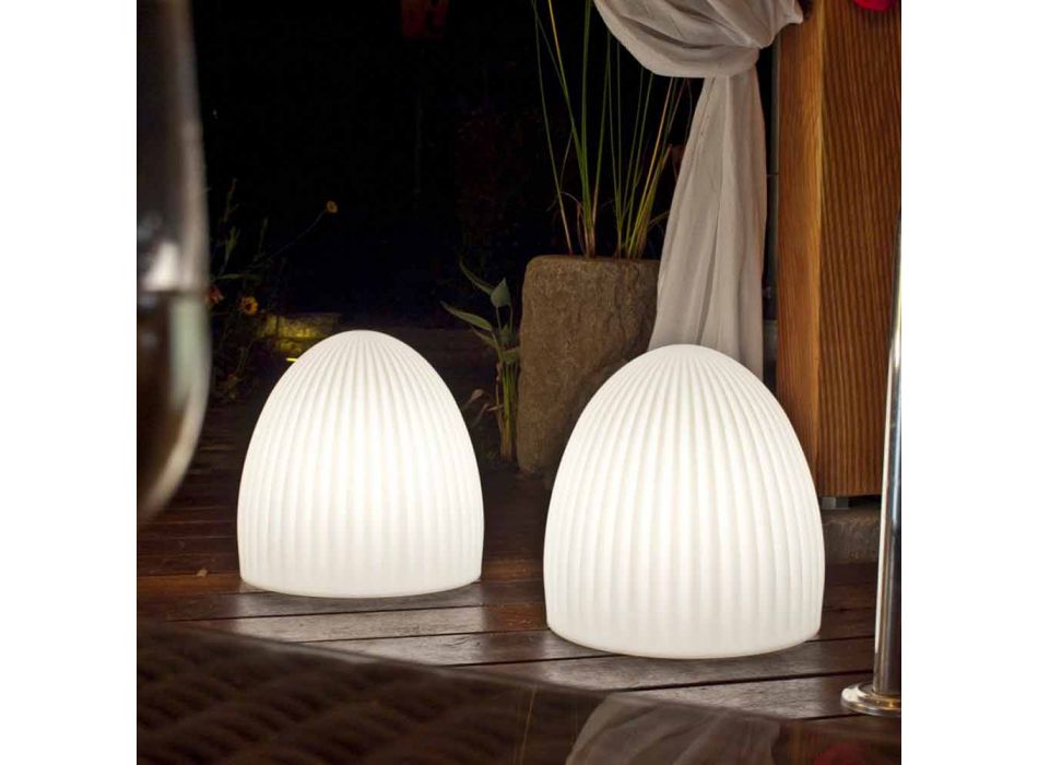 Gulvlampe i hvid plast med LED, Solar eller E27 Design - Massostar Viadurini