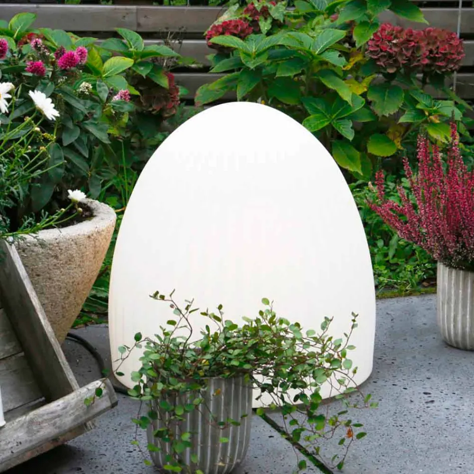 Gulvlampe i hvid plast med LED, Solar eller E27 Design - Massostar Viadurini