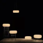 Udendørs gulvlampe i alabasterpolyethylen, fremstillet i Italien - Disco Viadurini