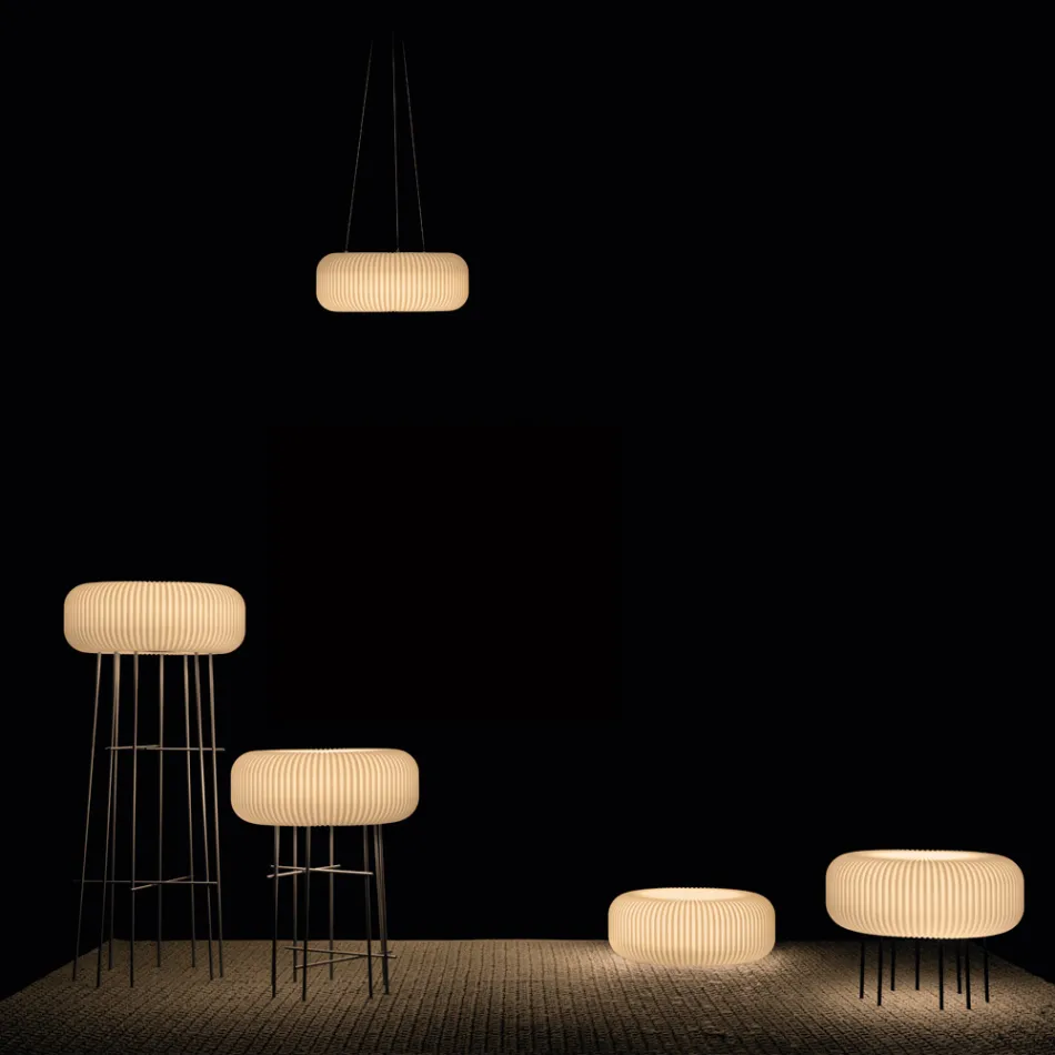 Udendørs gulvlampe i alabasterpolyethylen, fremstillet i Italien - Disco Viadurini