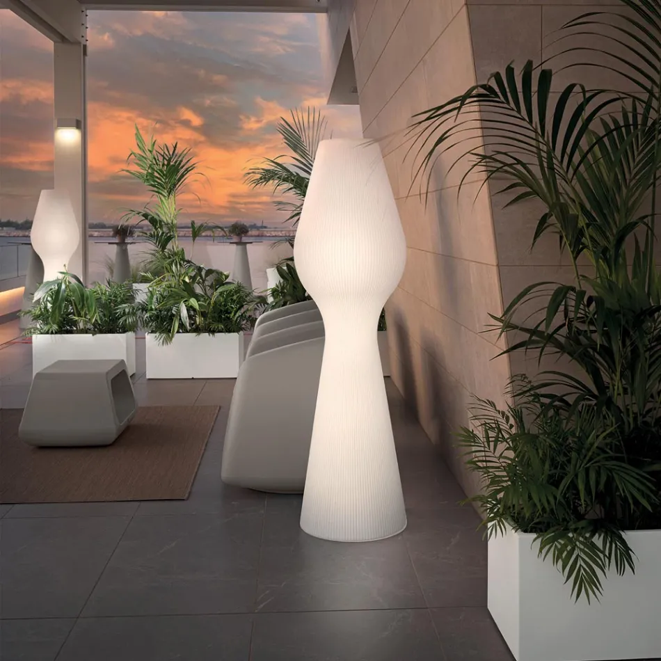 Gulvlampe i hvid polyethylen med LED Made in Italy - Reyes Viadurini