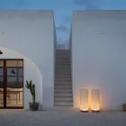 Led gulvlampe i grå technopolymer og hvide pvc-stænger - berøring Viadurini