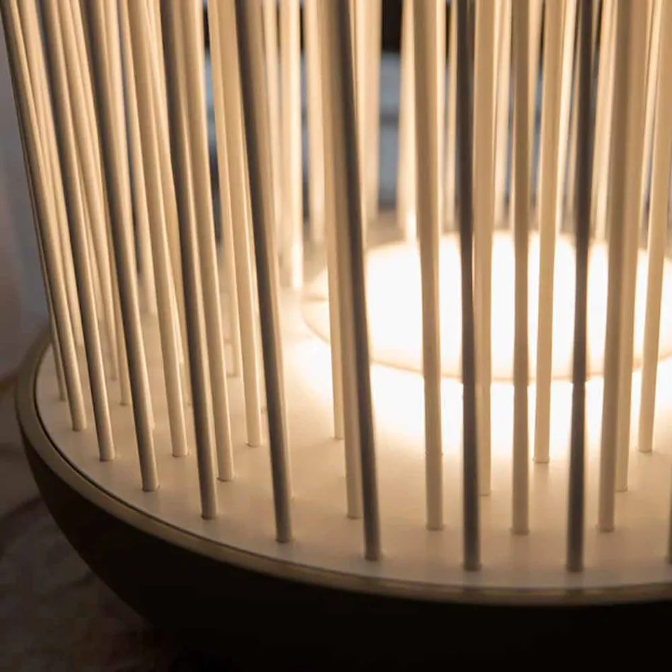 Led gulvlampe i grå technopolymer og hvide pvc-stænger - berøring Viadurini