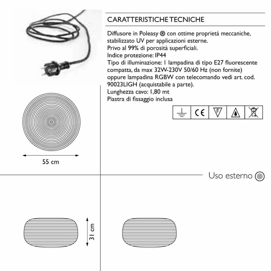 Gulvlampe til udendørs design i 3 størrelser, 2 stykker - Pandora S fra Myyour Viadurini