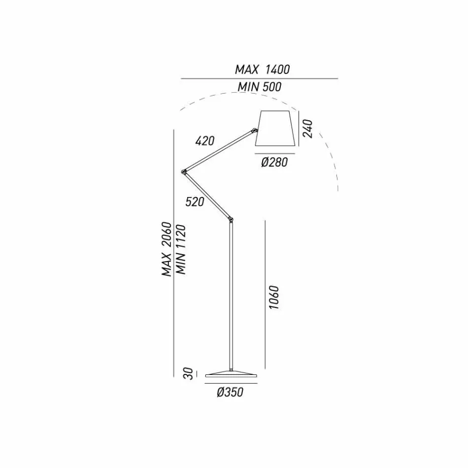 Lampe justerbar industrielle stil jord Reporter Il Fanale Viadurini