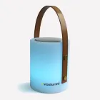 Bærbar udendørs designlampe med flerfarvede lysdioder, Bluetooth-højttaler og fjernbetjening (IP44) Viadurini