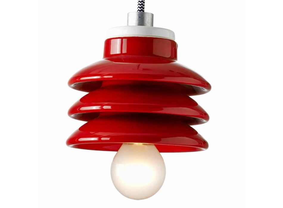 Design vedhængslampe i rød keramik lavet i Italien Asien Viadurini
