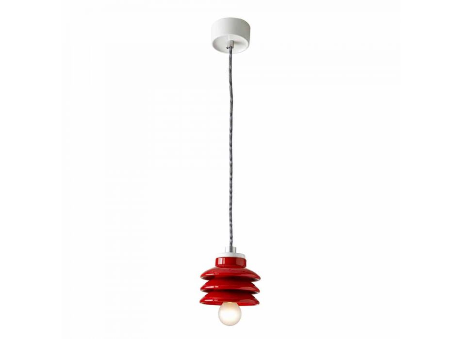 Design vedhængslampe i rød keramik lavet i Italien Asien Viadurini