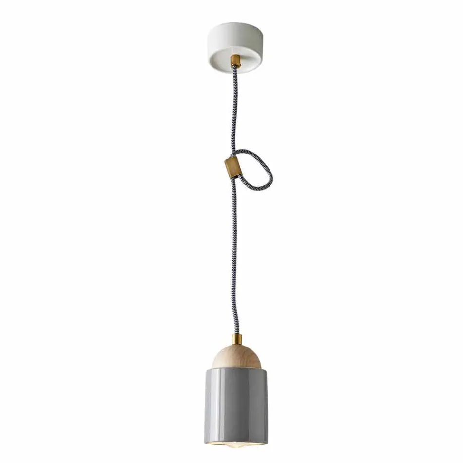 Suspension design lampe lavet af træ og keramik lavet i Italien Asien Viadurini