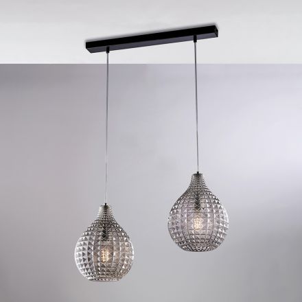 Atlas Glas Metal Design Lampe med Krystalvedhæng Viadurini