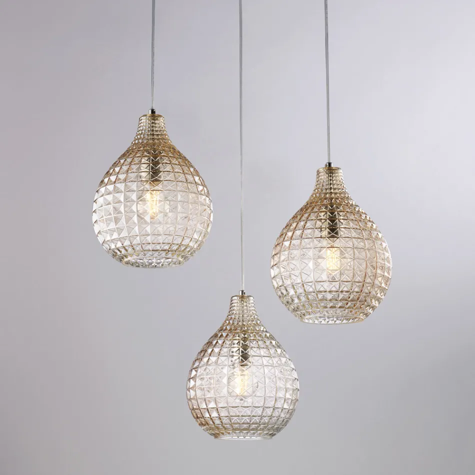 Designerlampe i glas og metal, fremstillet i Italien til stilfuld indretning - Atlas Viadurini