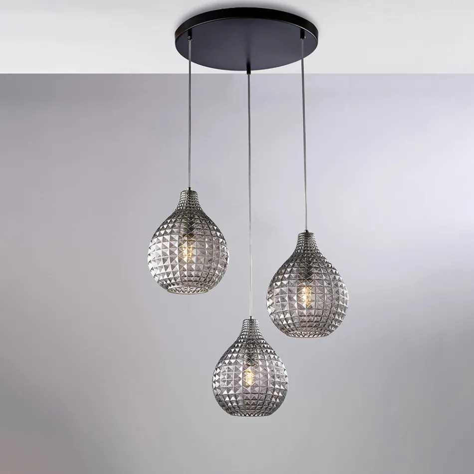 Designerlampe i glas og metal, fremstillet i Italien til stilfuld indretning - Atlas Viadurini