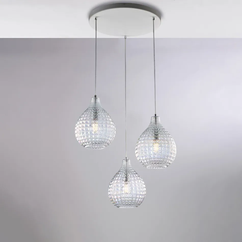 Designerlampe i glas og metal, fremstillet i Italien til stilfuld indretning - Atlas Viadurini