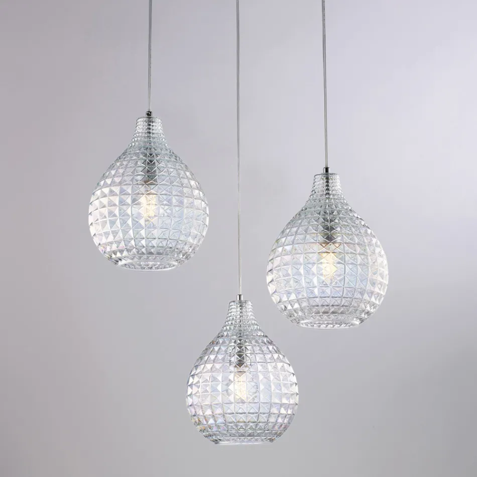 Designerlampe i glas og metal, fremstillet i Italien til stilfuld indretning - Atlas Viadurini