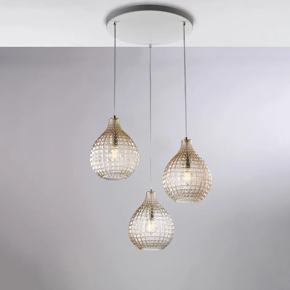 Designerlampe i glas og metal, fremstillet i Italien til stilfuld indretning - Atlas Viadurini