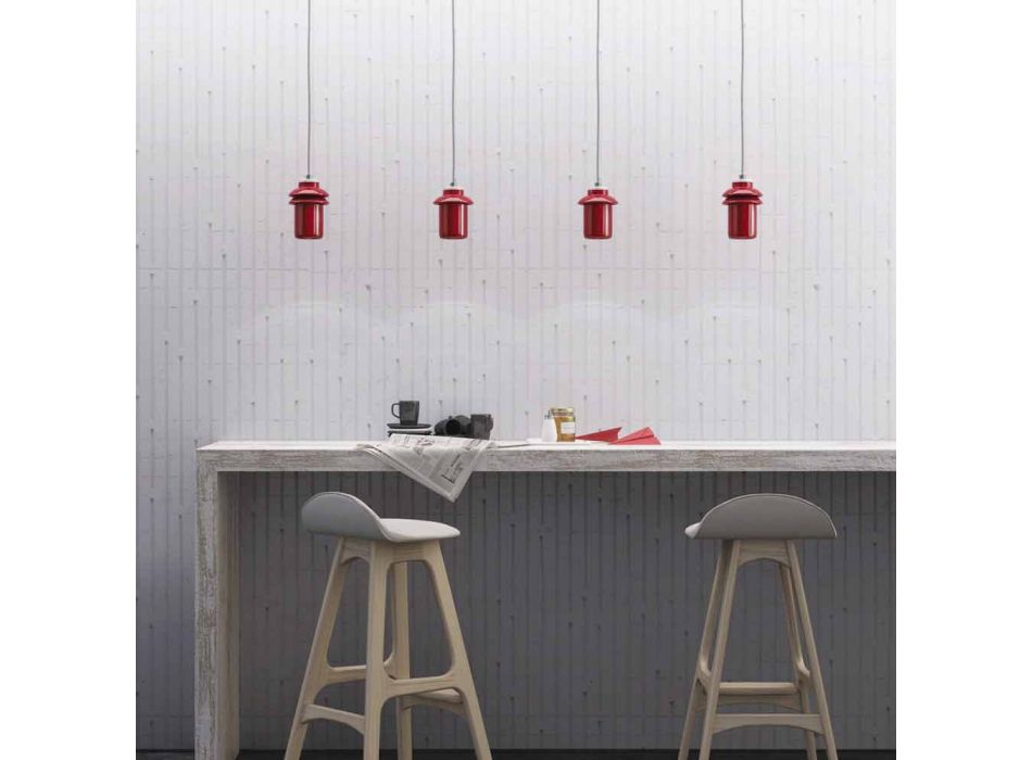 Design lampe suspenderet i rød keramik lavet i Italien Asien Viadurini