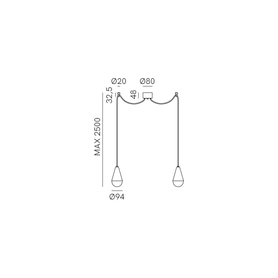 Dobbelt pendel i jern og glas Made in Italy - Overskyet Viadurini