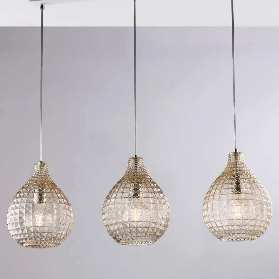 Elegant lampe i glas og metal, fremstillet i Italien til raffinerede interiører - Atlas Viadurini