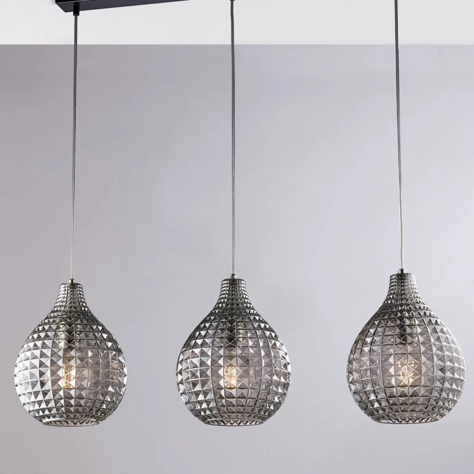 Elegant lampe i glas og metal, fremstillet i Italien til raffinerede interiører - Atlas Viadurini