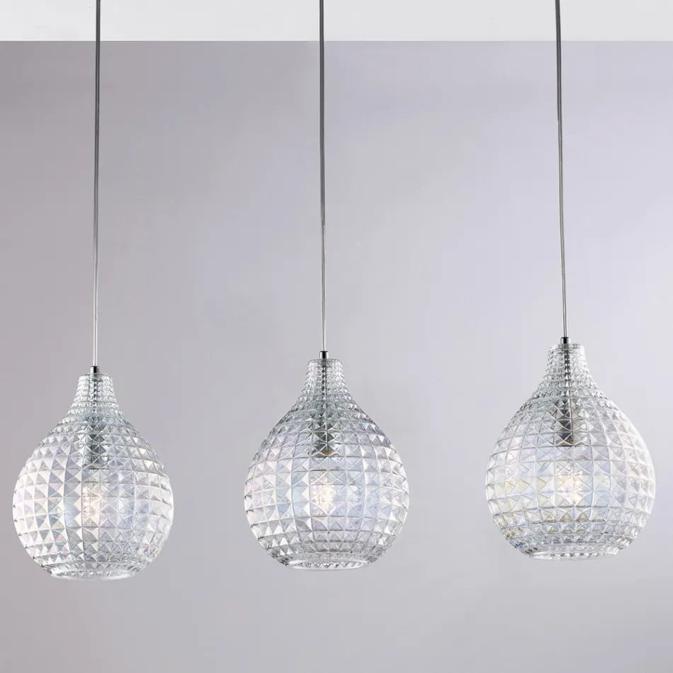 Elegant lampe i glas og metal, fremstillet i Italien til raffinerede interiører - Atlas Viadurini