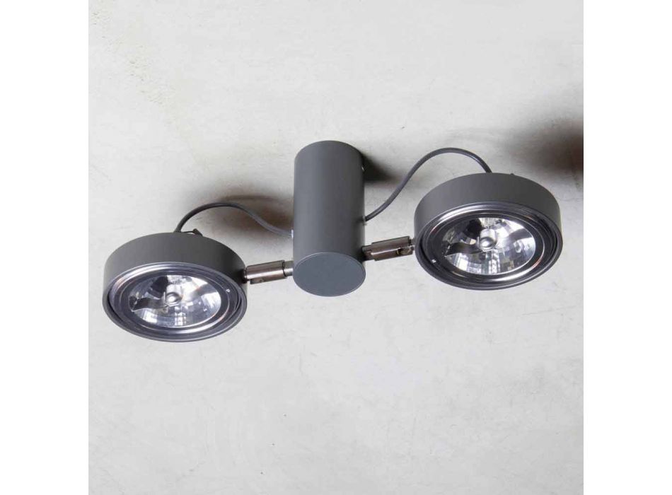 Aluminiumslampe med 2 justerbare lys håndlavet lavet i Italien - Gemina Viadurini