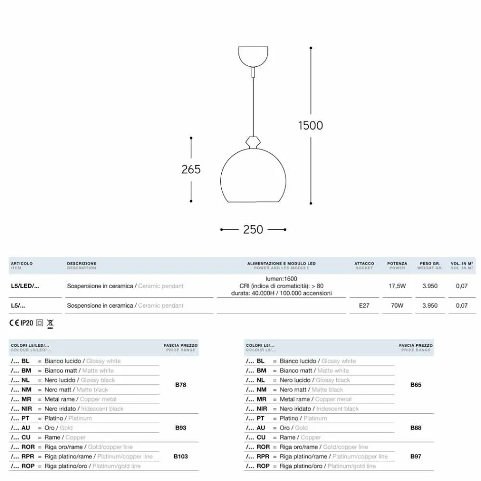 Den keramiske lampe af Aldo Bernardi Lustri med rose 1 udgang. Viadurini