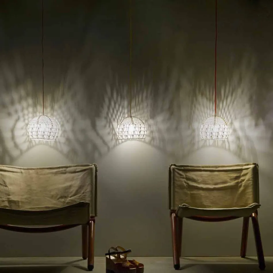 Lampe i bomuld og viskose suspenderet In-es.artdesign Moderne tekstur Viadurini