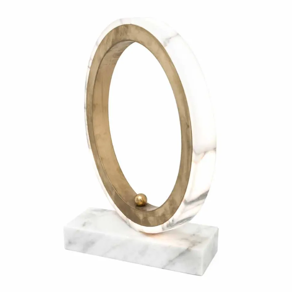 Lampe i hvid Carrara marmor og messing Made in Italy 2 Dimensions - Nazife Viadurini