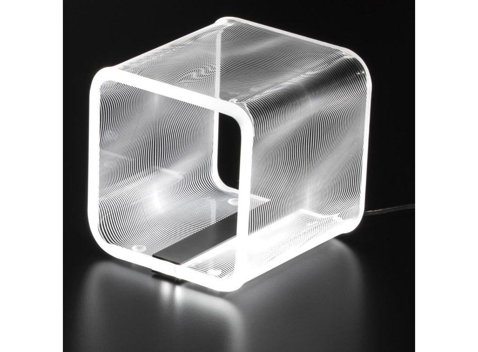 Led lampe i transparent akryl krystal laserdekor - Robiola Viadurini