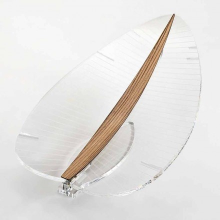 Led-lampe i gennemsigtig plexiglas guld sølv eller designtræ - Foglialamp Viadurini