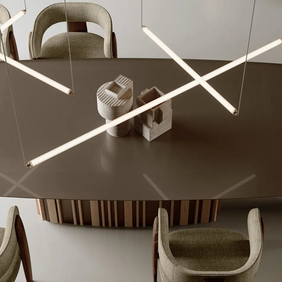 Moderne LED-lampe i ribbet glas med et eksklusivt design fremstillet i Italien - Lys Viadurini